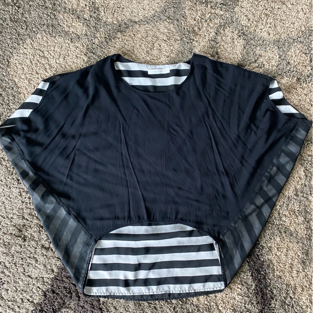 MINKPINK Black and Gray Striped Top